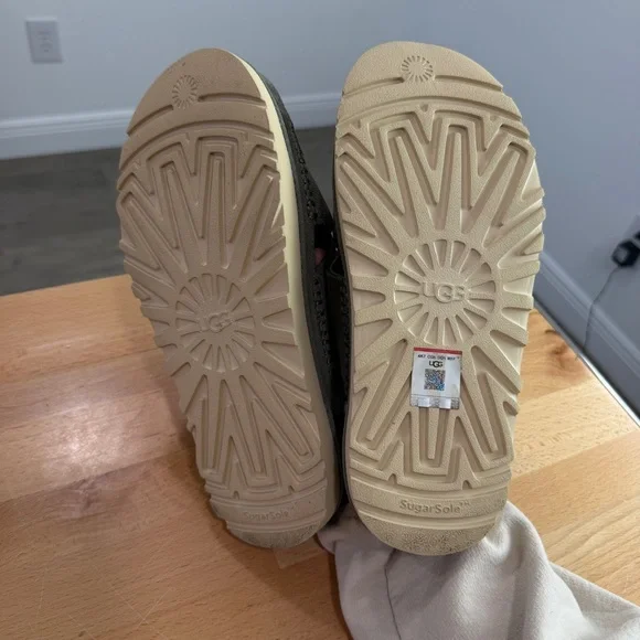 UGG Goldenstar Cross Slide Suede Minimalist Platform Sandal Green Size 7.5 - Picture 7 of 10